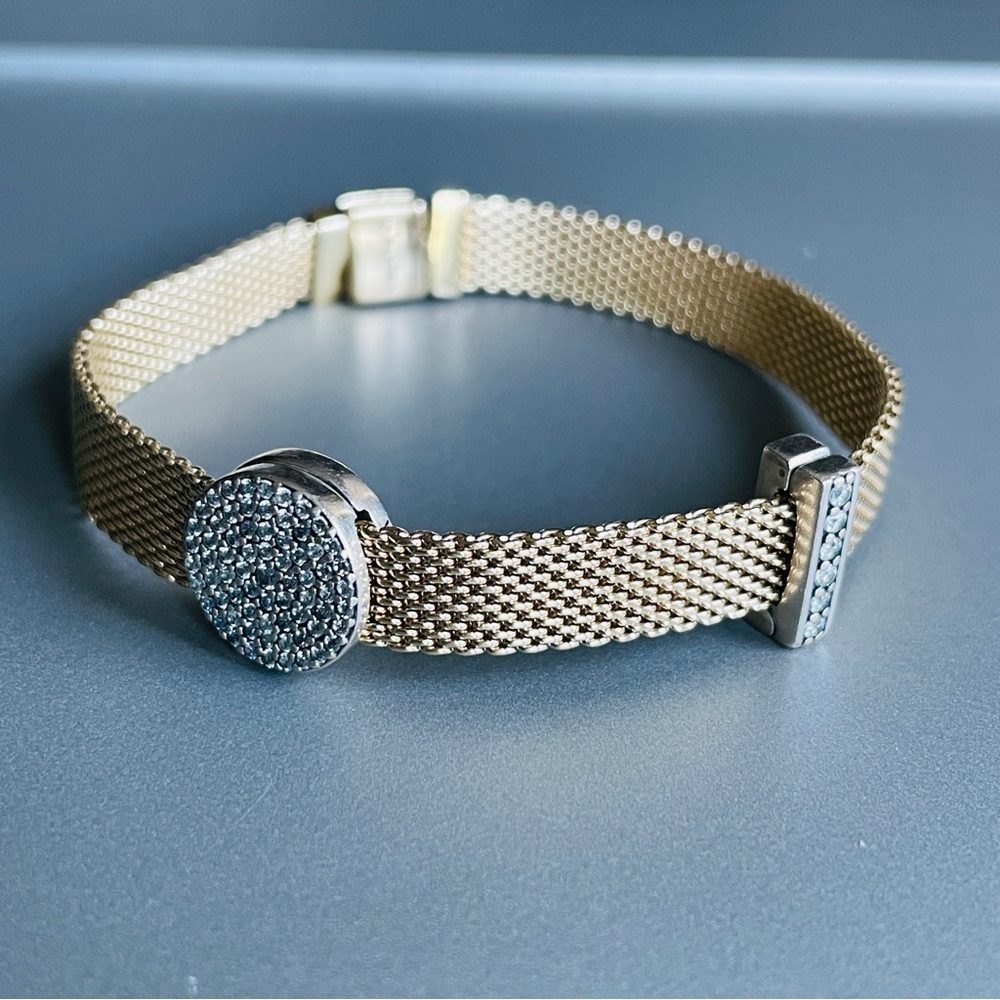 Pandora Reflexions Gold Plat Mesh Bracelet WITHOUT CLIP CHARMS - Picture 12 of 16
